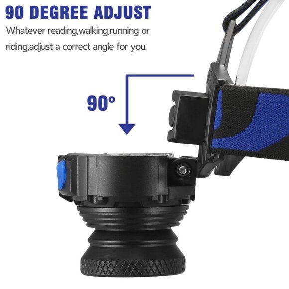 Tactical Headlight Rechargeable LED Headlamp + Batt + Charger - Picture 5 of 6